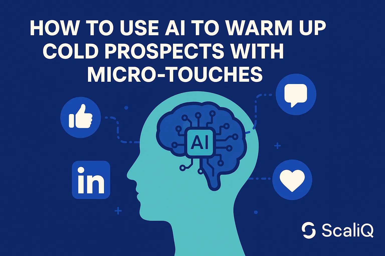 A professional engaging with LinkedIn on a laptop, highlighting AI-driven strategies for connecting with cold prospects.