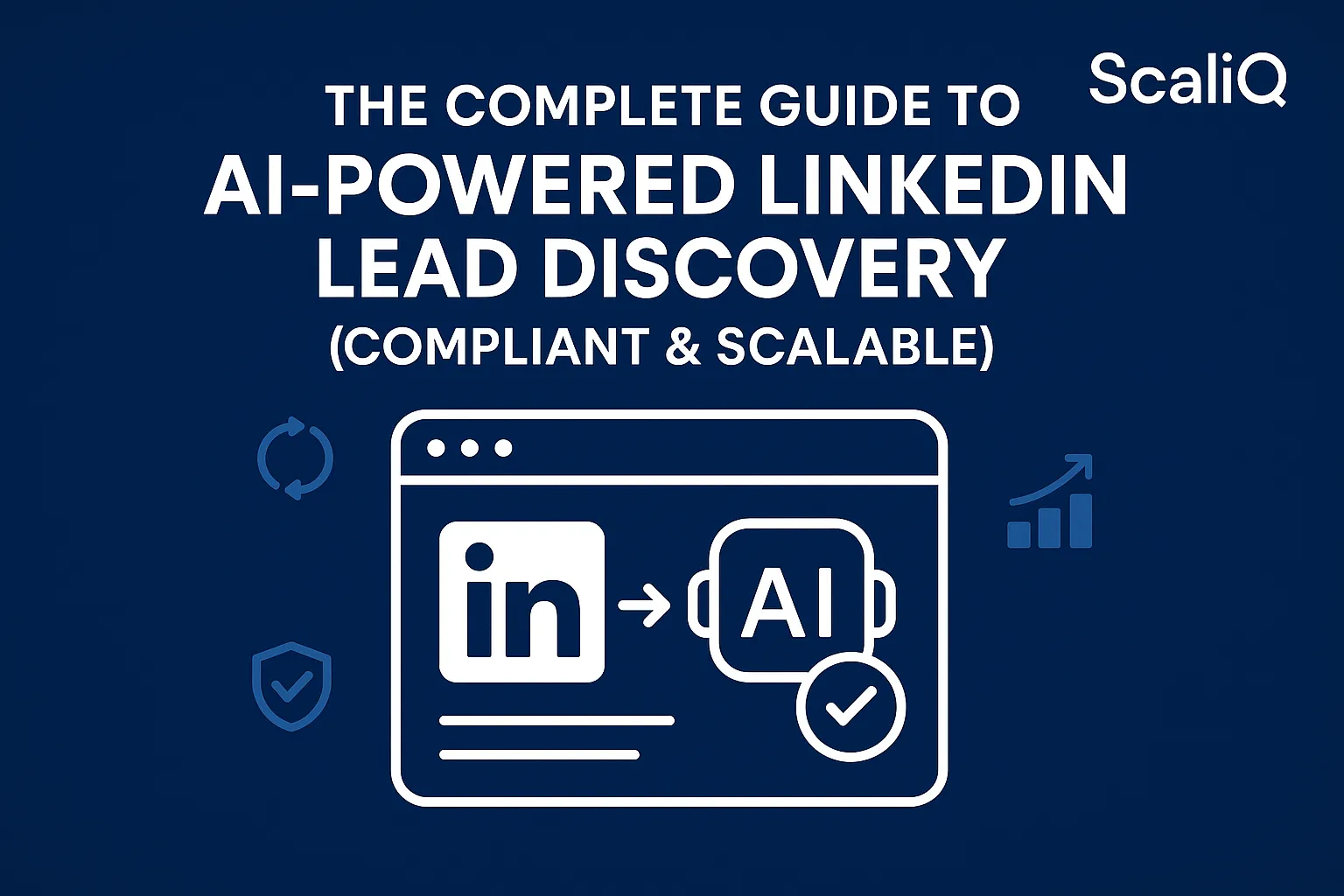 A person analyzing LinkedIn data on a laptop, surrounded by AI graphics, symbolizing safe lead generation techniques.