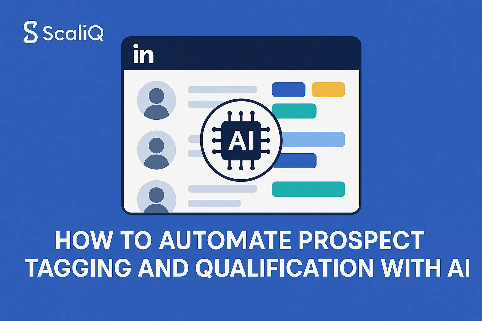 An AI interface displaying automated prospect tagging and qualification tools, emphasizing streamlined workflows and lead organization.