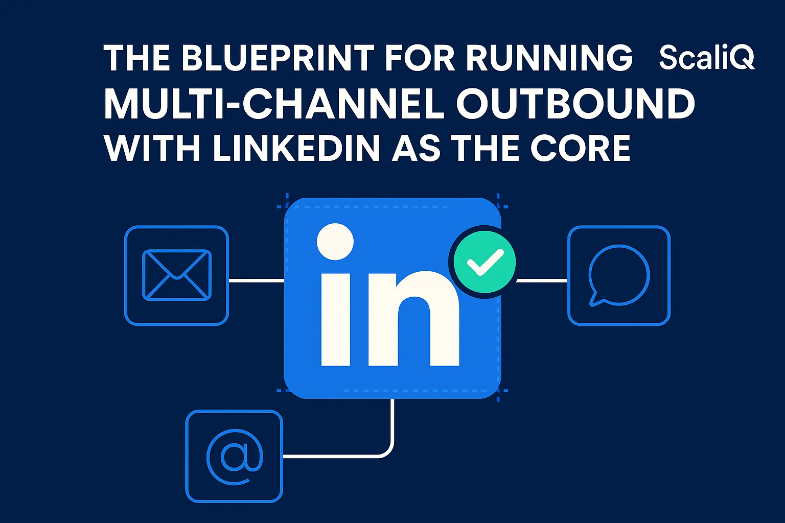 Illustration of a multi-channel marketing strategy centered on LinkedIn, showcasing interconnected outreach methods and growth metrics.