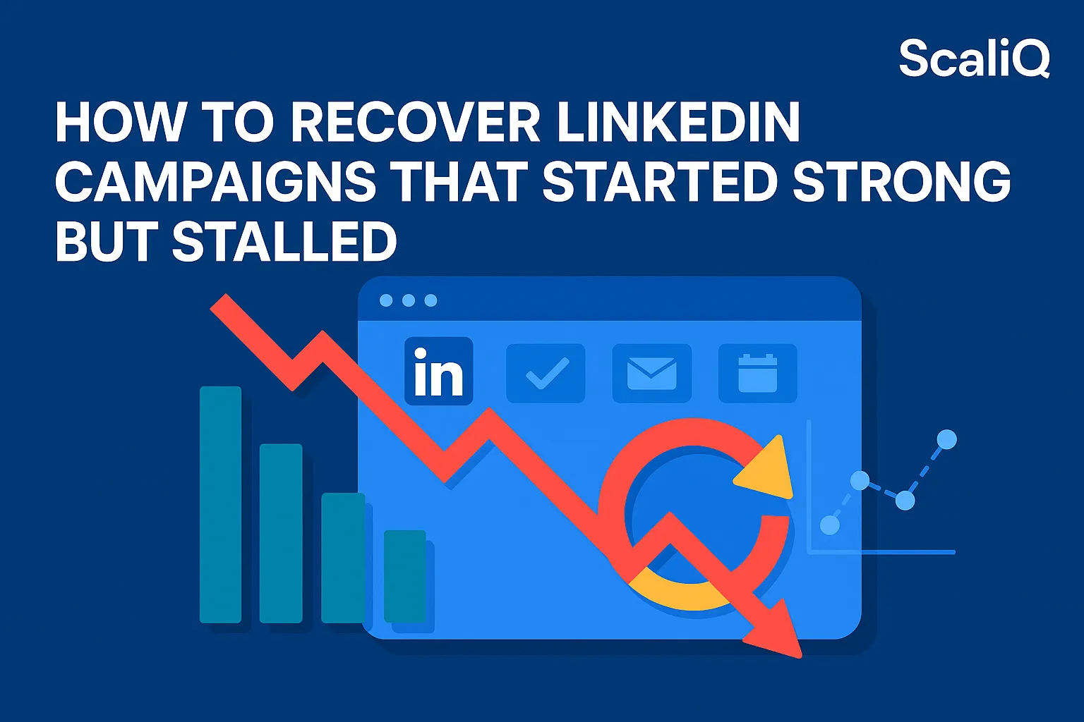 A person analyzing LinkedIn campaign metrics on a laptop, highlighting strategies to revive stalled marketing efforts.