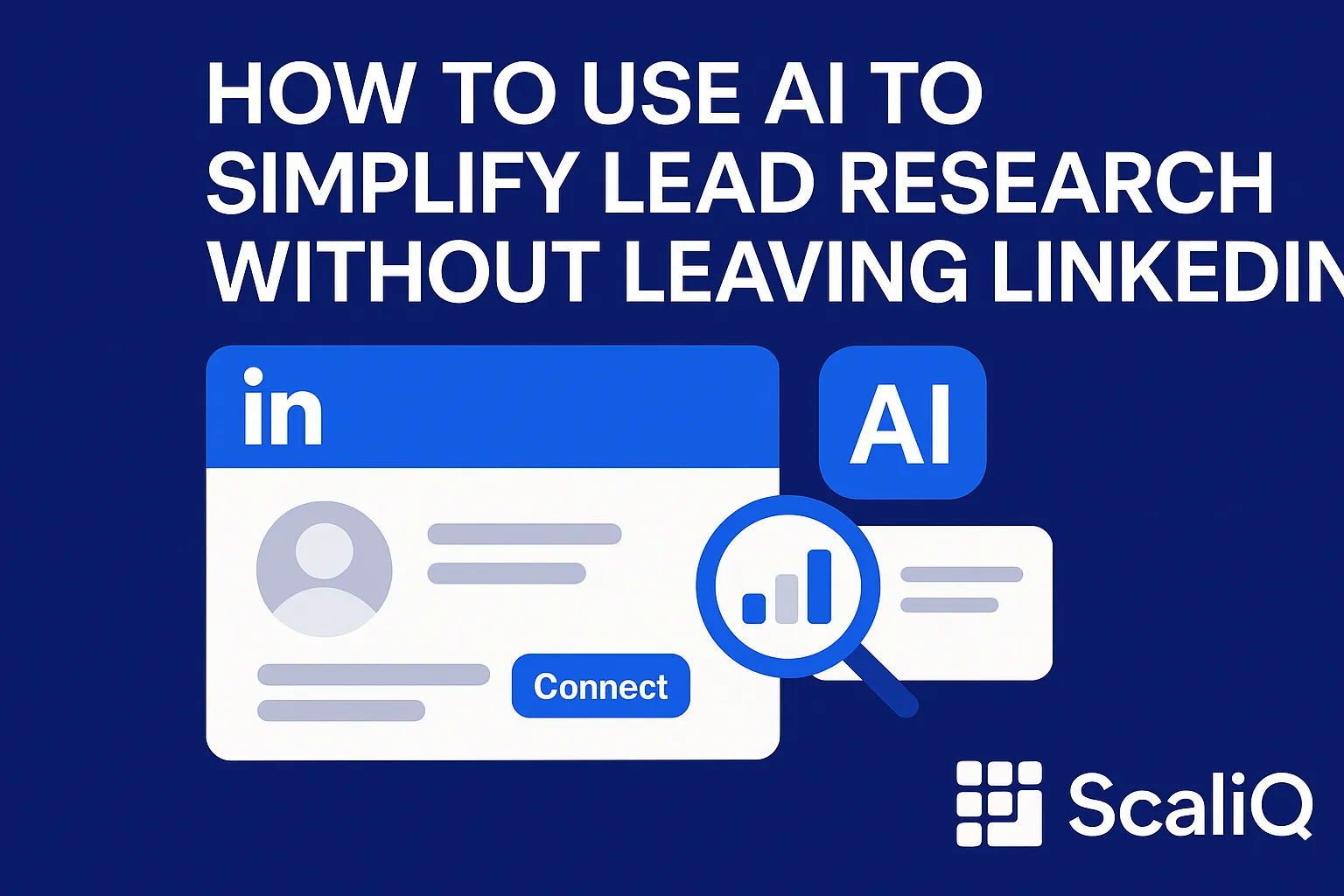 A person using LinkedIn on a laptop, with AI tools highlighted, showcasing simplified lead research and profile analysis.