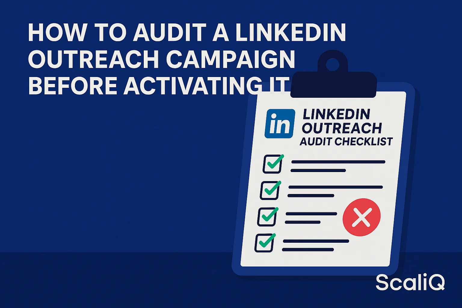 Checklist for reviewing LinkedIn outreach targeting, messaging, and follow-ups before launch