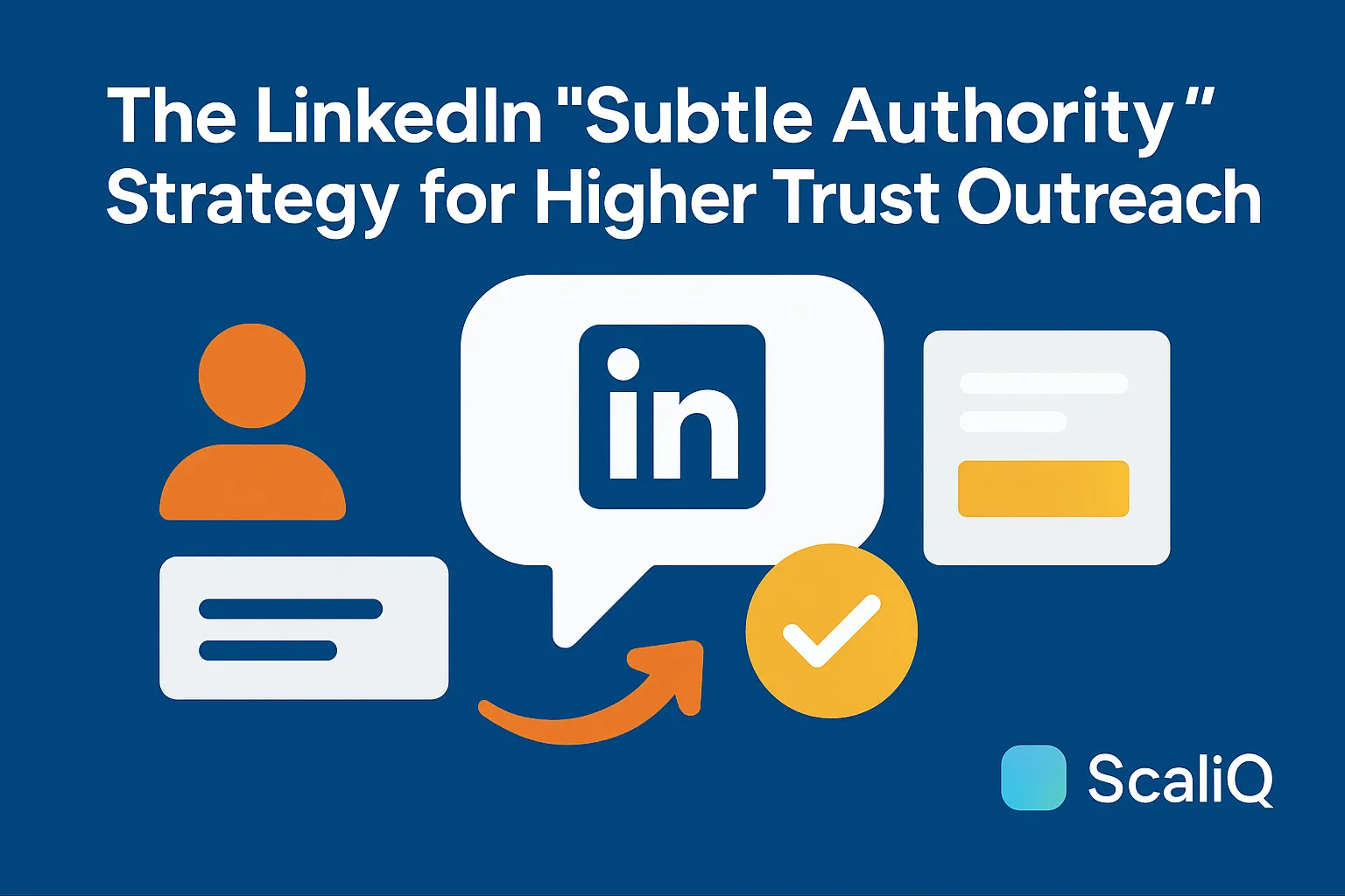 Professional on LinkedIn messaging with trust-building cues, representing a subtle, authentic outreach strategy.