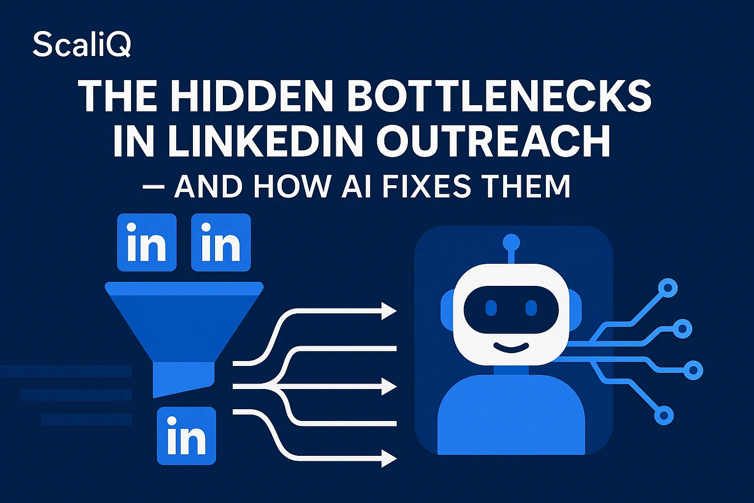 A person analyzing LinkedIn outreach metrics on a laptop, with AI tools enhancing targeting and follow-up strategies.