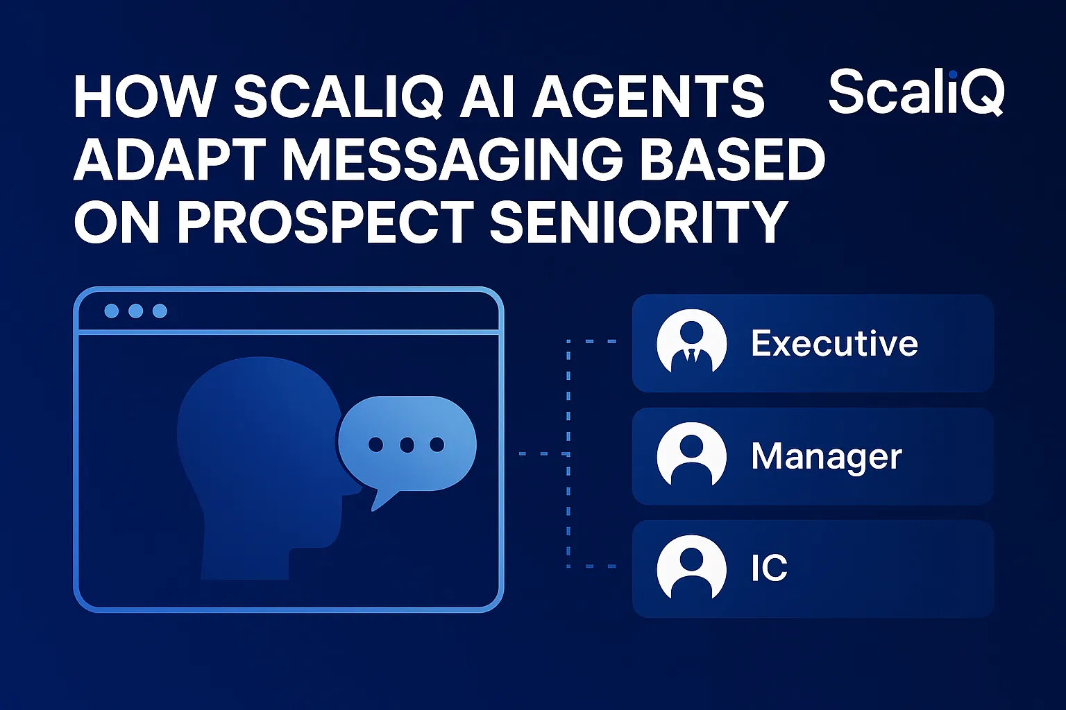 A dynamic illustration of AI agents tailoring messages to different business professionals, showcasing personalized outreach strategies.