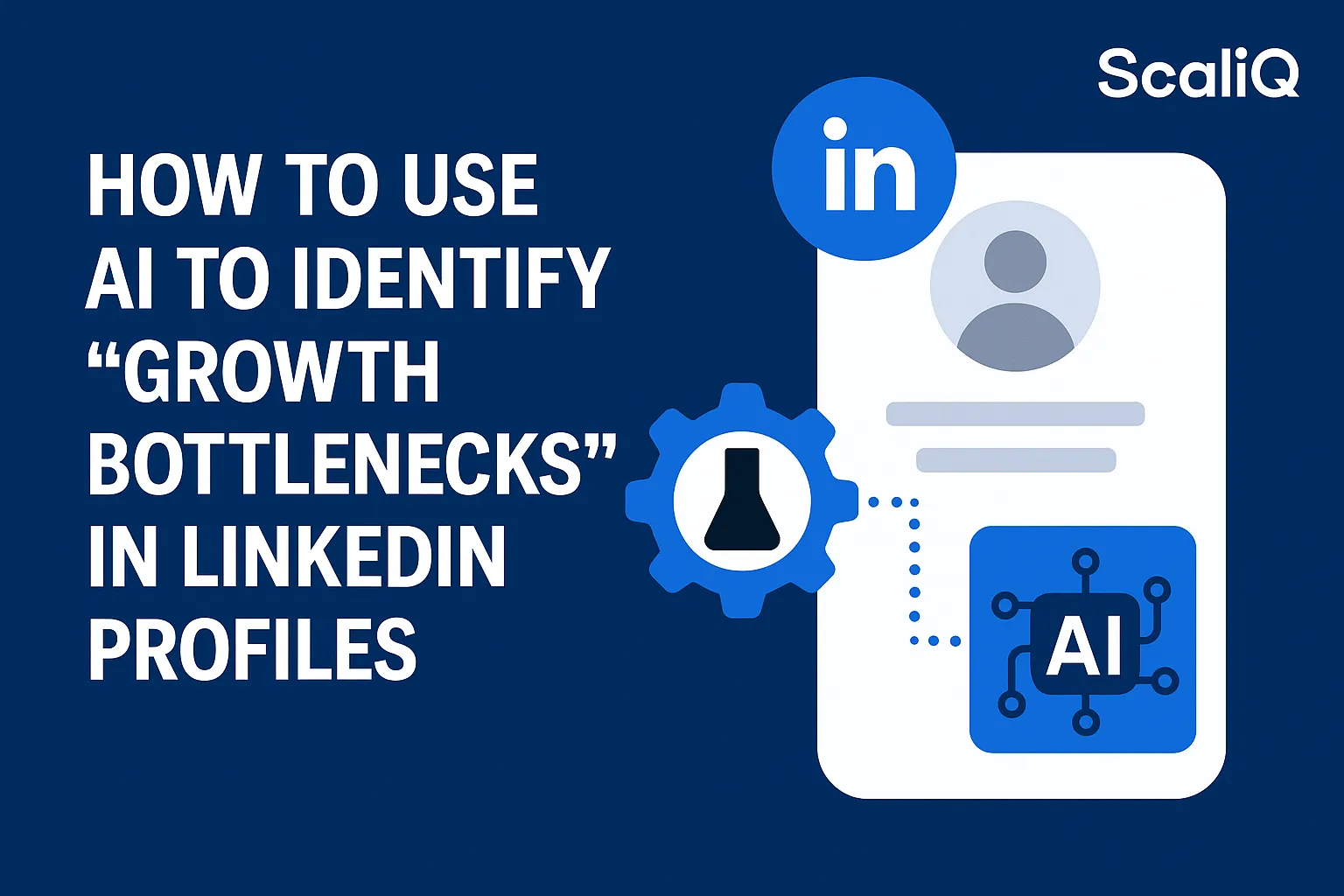 AI analyzing a LinkedIn profile dashboard to spot growth bottlenecks and improve outreach results