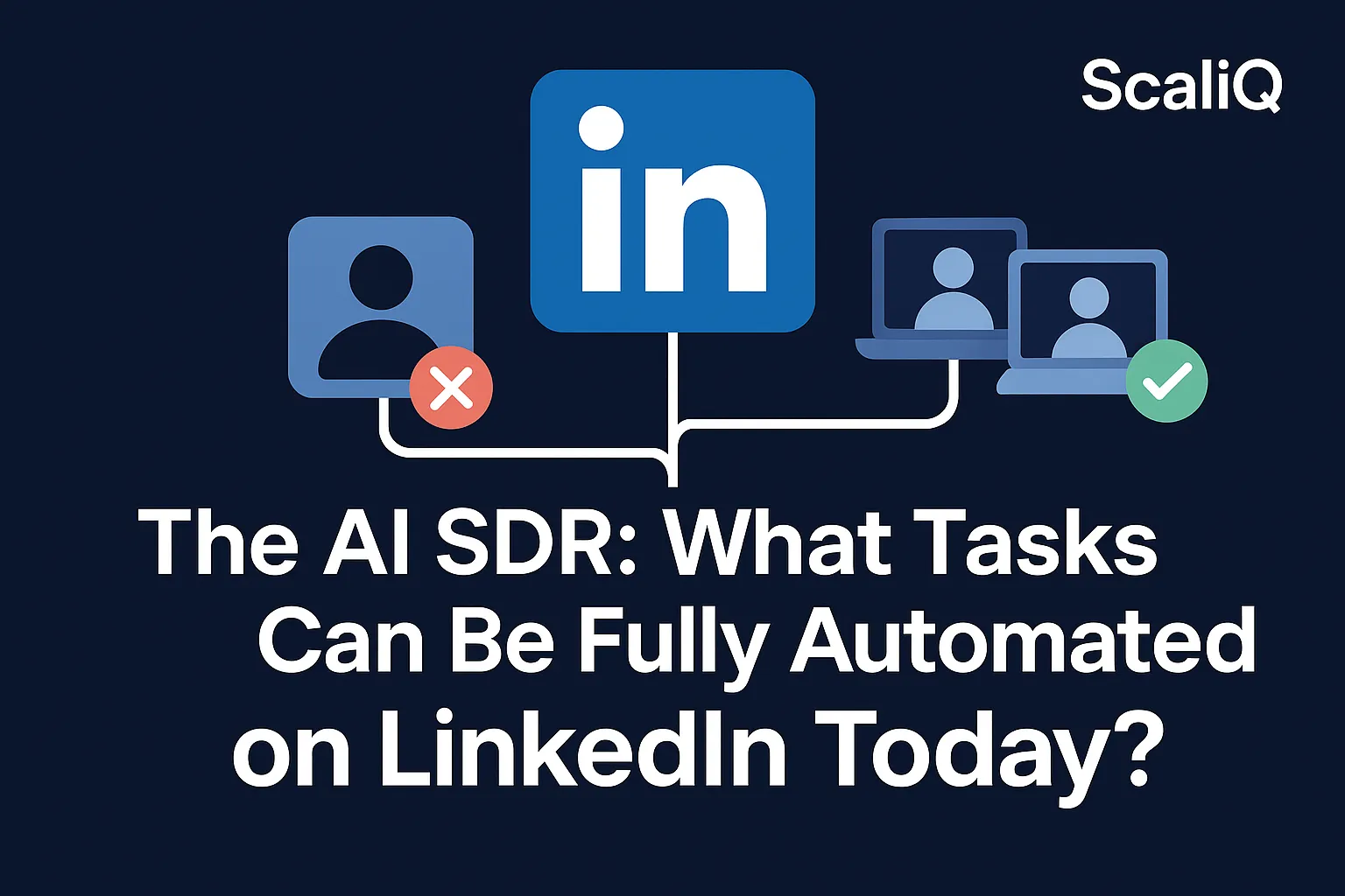 A digital illustration showing AI-driven automation tools optimizing LinkedIn tasks for sales development representatives.