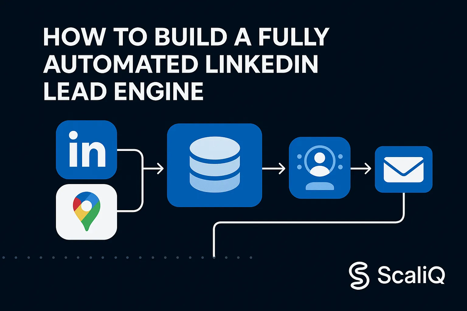 A blueprint illustration showing interconnected gears representing automated LinkedIn lead generation using ScaliQ and NotiQ.