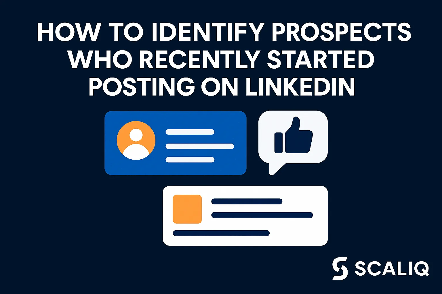 LinkedIn feed showing new prospect posts with a laptop and analytics overlays for timely outreach.