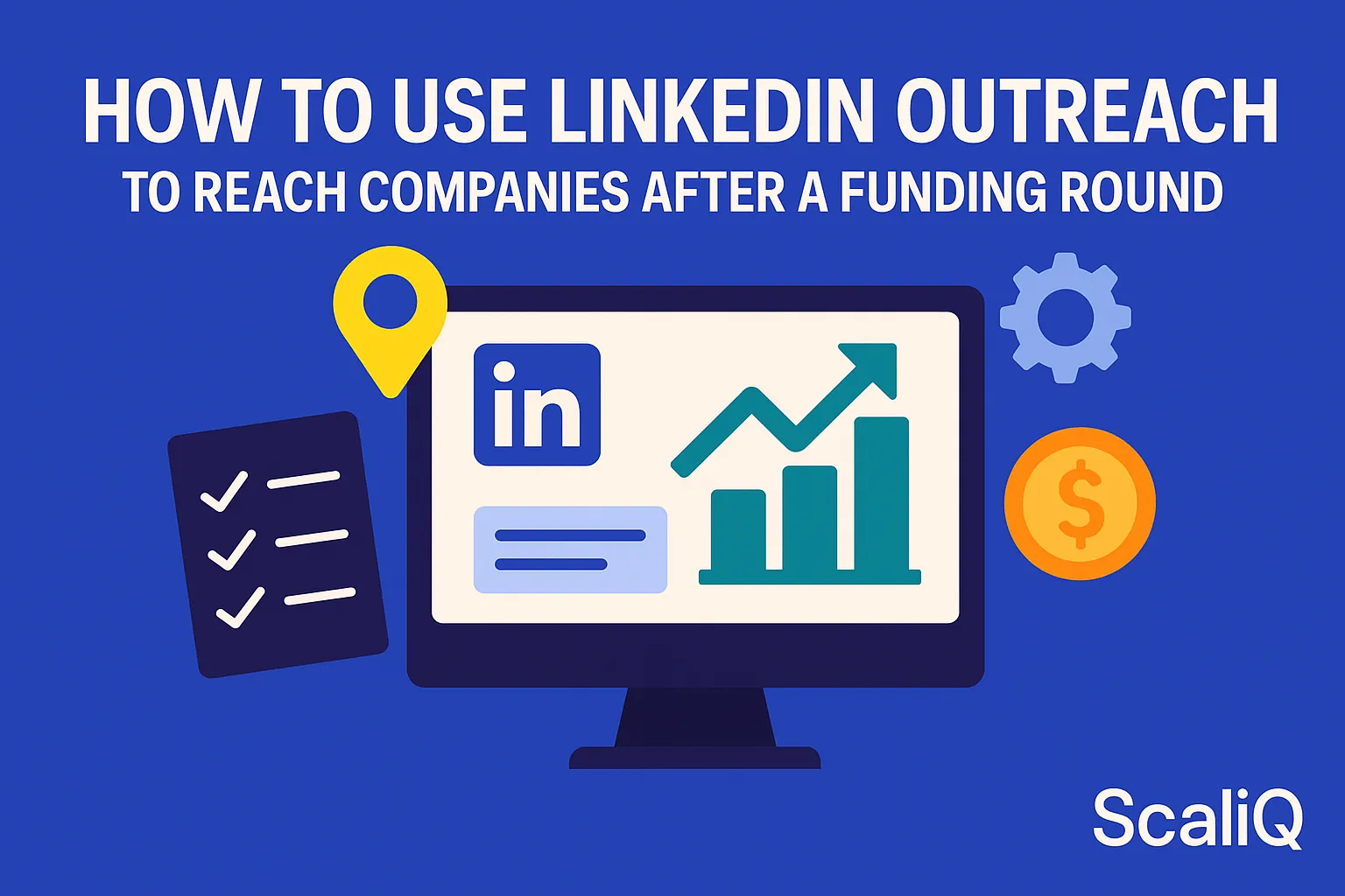 Sales rep sending personalized LinkedIn messages to newly funded company decision-makers