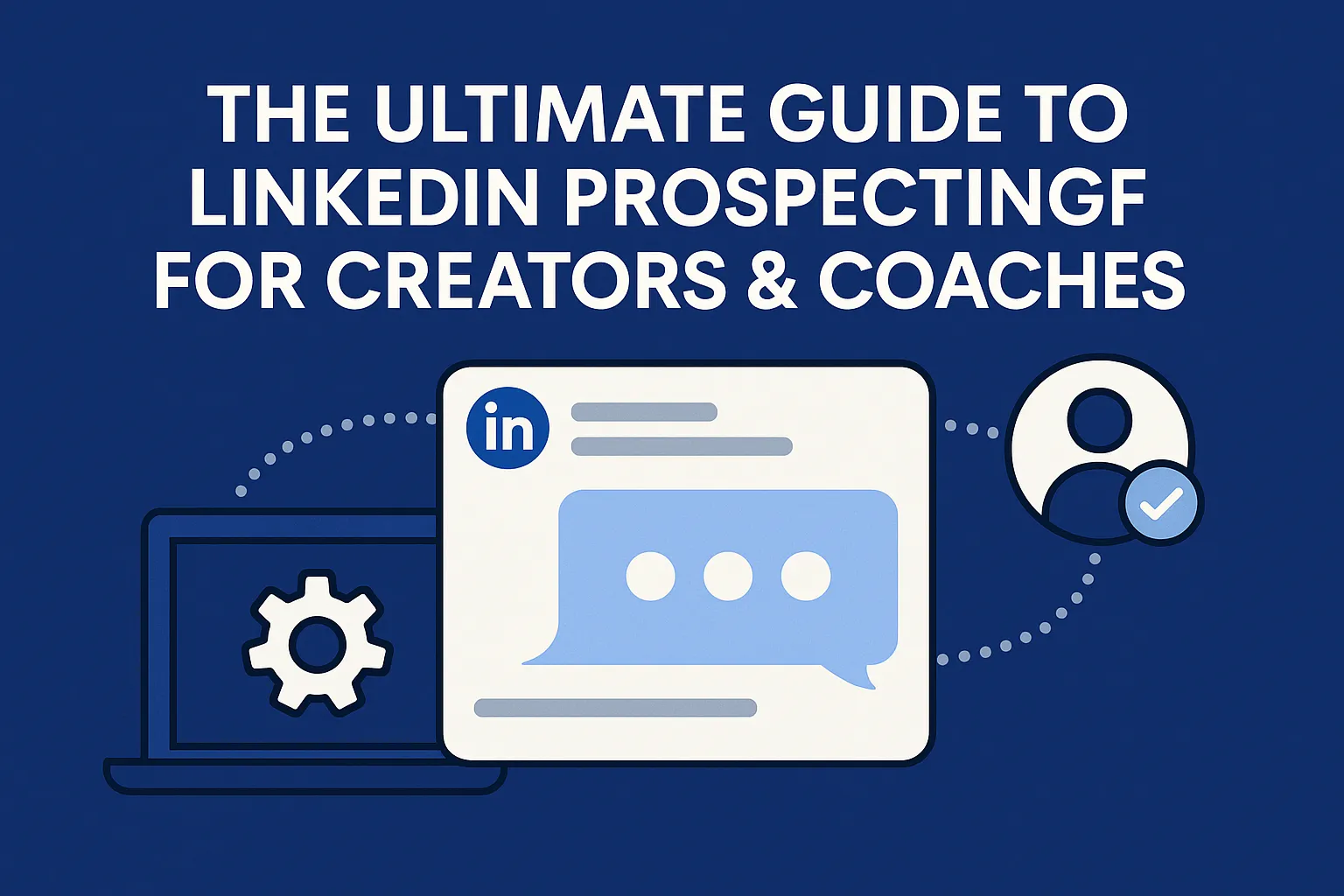 A vibrant illustration of a laptop displaying LinkedIn, surrounded by creative tools and networking icons, symbolizing effective prospecting.