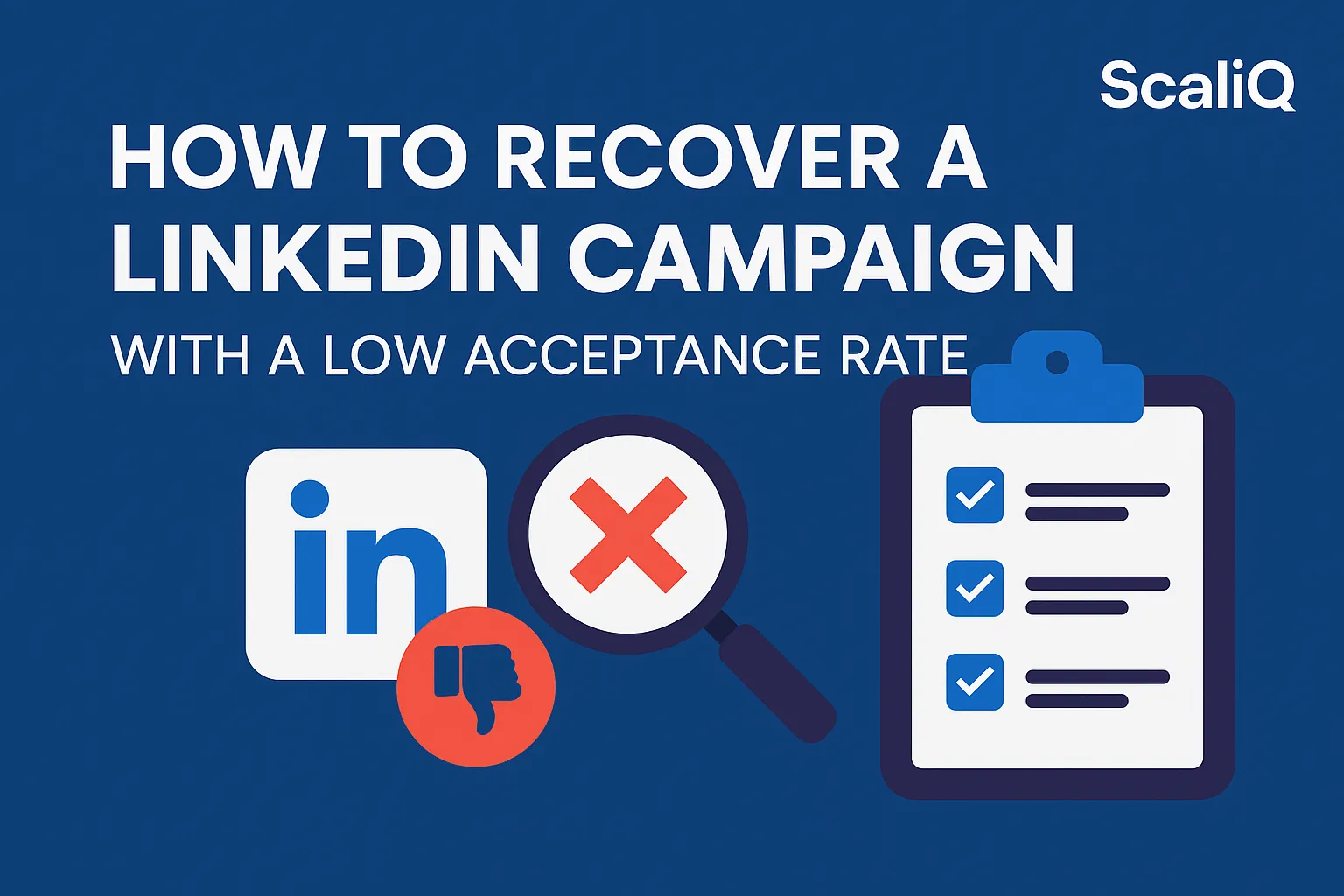 LinkedIn outreach dashboard highlighting low acceptance rate and campaign performance issues