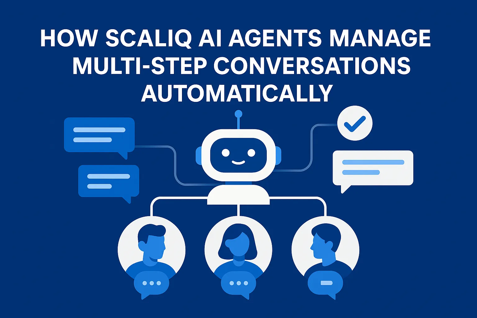 A sleek interface showcasing ScaliQ AI agents handling LinkedIn conversations with automated response branching and workflow management.