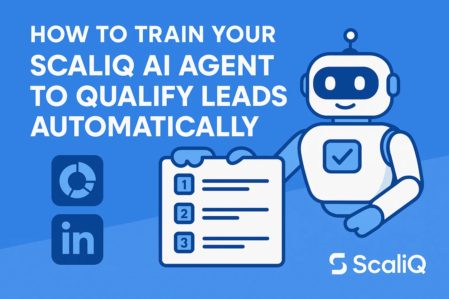 A digital illustration of a ScaliQ AI agent analyzing LinkedIn leads, showcasing automation and efficiency in lead qualification.